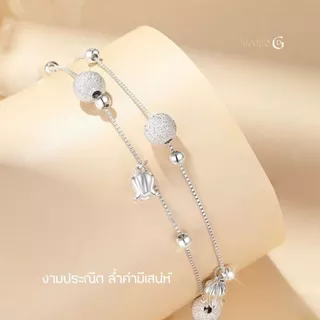 GLAMOR✨กำไลข้อมือเงินแท้ Lily Bells กำไลข้อมือลายดอกลิลลี่แห่งหุบเขาแบบสองชั้น ข้อมือเงินแท้
