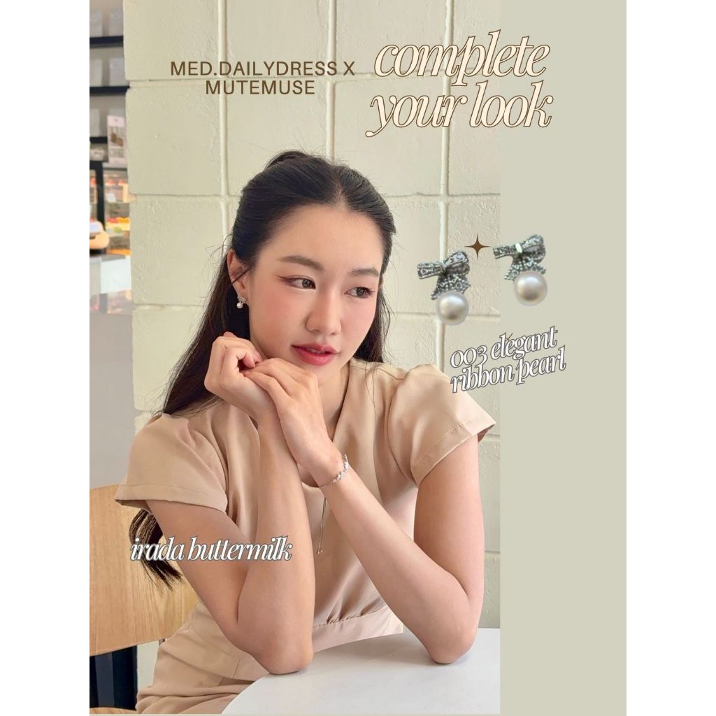 (Setชุด+ต่างหู คุ้มกว่า) Limited IRADA butter dress + ต่างหู mutemuse by med.dailydress