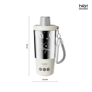 Moment Cuppro Starlight แก้วเก็บความเย็น 520 ML สแตนเลสพรีเมียมเกรดการแพทย์ 316L แก้วน้ำพกพามีสายคล้อง ลายป๊อปอาร์ต