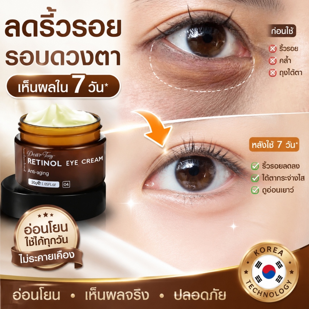 Retinol cream เรตินอลครีม 20g นำเข้าญี่ปุ่นเกาหลี ต่อต้านริ้วรอย ลดริ้วรอย พร้อมไวท์เทนนิ่งปรับผิวใส