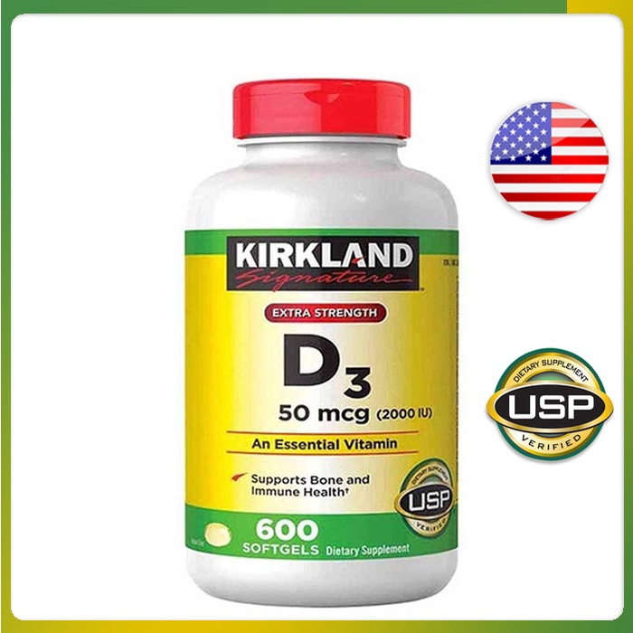 (Exp.05/2028)Kirkland D3 50 mcg 600 Softgels เคิร์กแลนด์ วิตามินดี 600 เม็ด