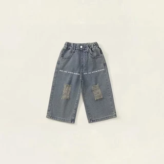 Hania kids พร้อมส่ง กางเกงยีนส์เด็ก สไตล์เกาหลี เนื้อผ้าดี เสื้อผ้าเด็กผู้หญิง K5135606