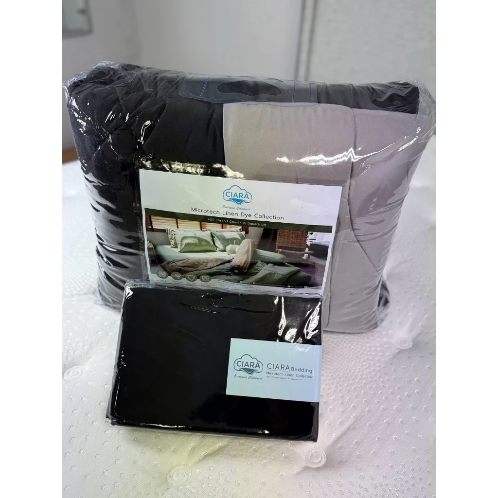 CIARA Bedding ชุดผ้าปูที่นอนและผ้านวมทูโทน สีดำ/เทา ผ้าไมโครเทค 400 เส้นด้าย thumbnail 7