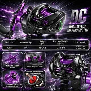 SOUGA 【COD】NEW DC Baitcasting fishing reel intelligent brake system 7.1:1 6+1bb for saltwater as gift