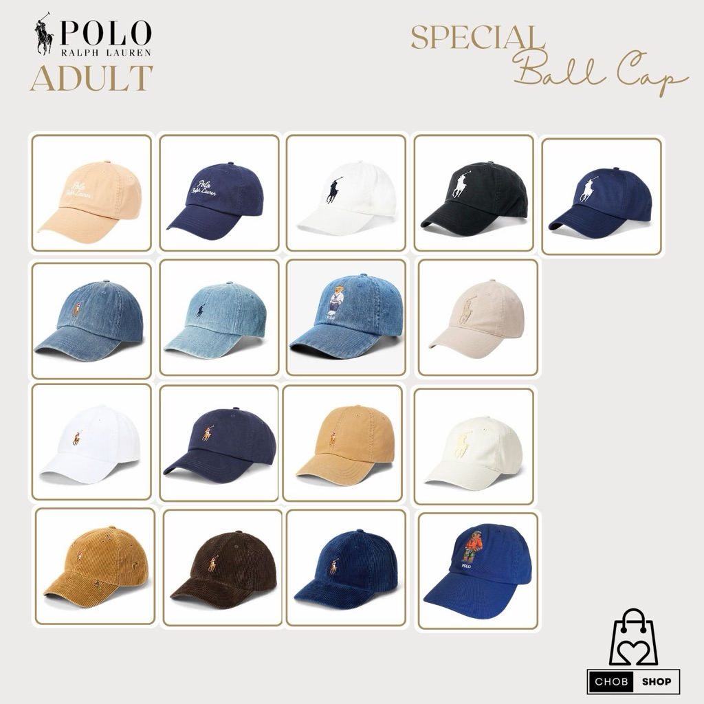 [New_ของแท้💯%_พร้อมส่ง]_Polo Ralph Lauren หมวก Cap ไซส์ผู้ใหญ่ ลายพิเศษปรับขนาดรอบศรีษะได้
