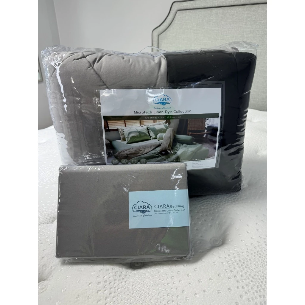 CIARA Bedding ชุดผ้าปูที่นอนพร้อมผ้านวมสีทูโทน เทา/ดำ ผ้าไมโครเทค thumbnail 8