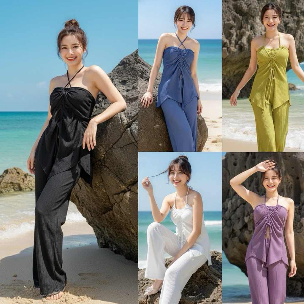 🎉 new 🎉 ชุดเซ็ท เสื้อพร้อมกางเกงขายาว BY ALOHASWIMWEAR