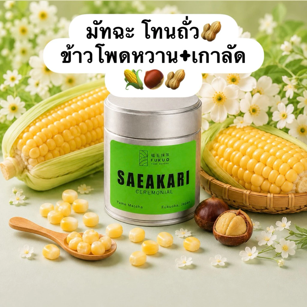 SAEAKARI มัทฉะ สายพันธุ์เดี่ยว โทนถั่ว จากญี่ปุ่น‼️ FUKUO Single Cultivar Yame Matcha เกรดพิธีการ