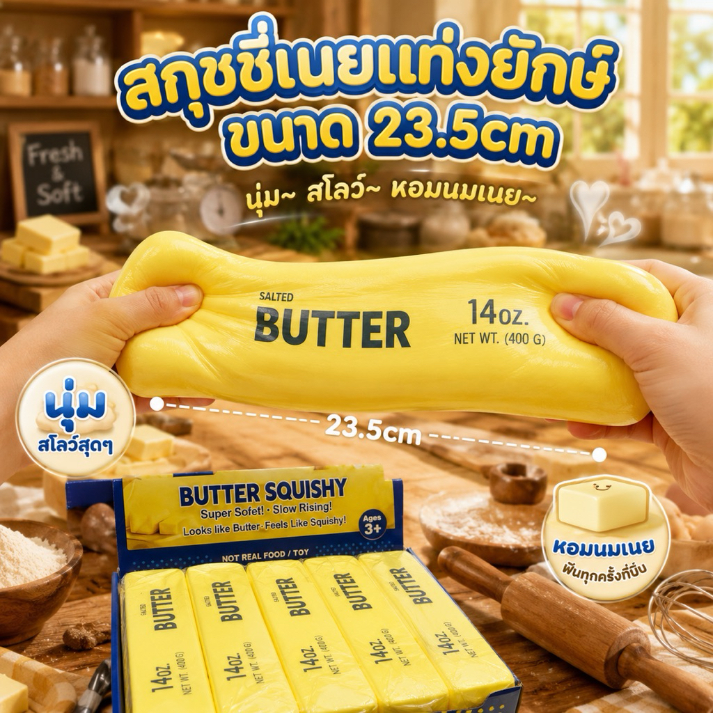 สกุชชี่เนยแท่งใหญ่ขนาด23.5cm(พร้อมส่ง)