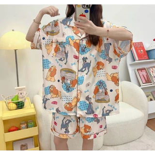 ✨ พร้อมส่ง ชุดนอนผ้าไหมอิตาลี แขนสั้น ขาสั้น บิ๊กไซส์ อก 52“