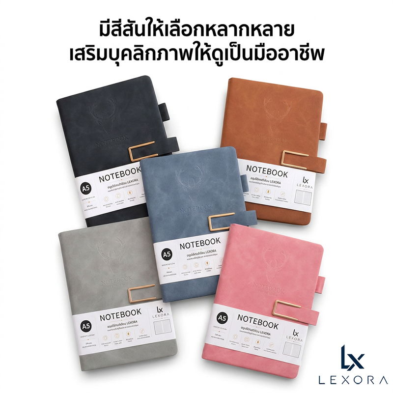 【Lexora】สมุดโน้ต A5 ปกหนัง PU พรีเมียม ลายกวาง ตัวล็อกโลหะ มีที่เสียบปากกา กระดาษถนอมสายตา พร้อมส่ง ส่งไว