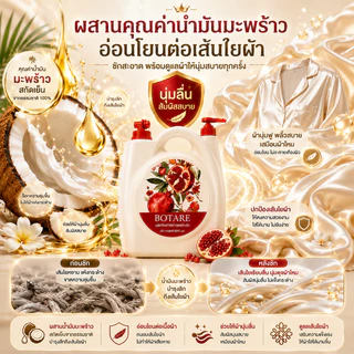 【5kg】Botare ซักผ้าบรีส กลิ่นทับทิม หอมติดทนนาน 168 ชั่วโมง ทำความสะอาดล้ำลึก ถนอมผ้าให้นุ่มนวล