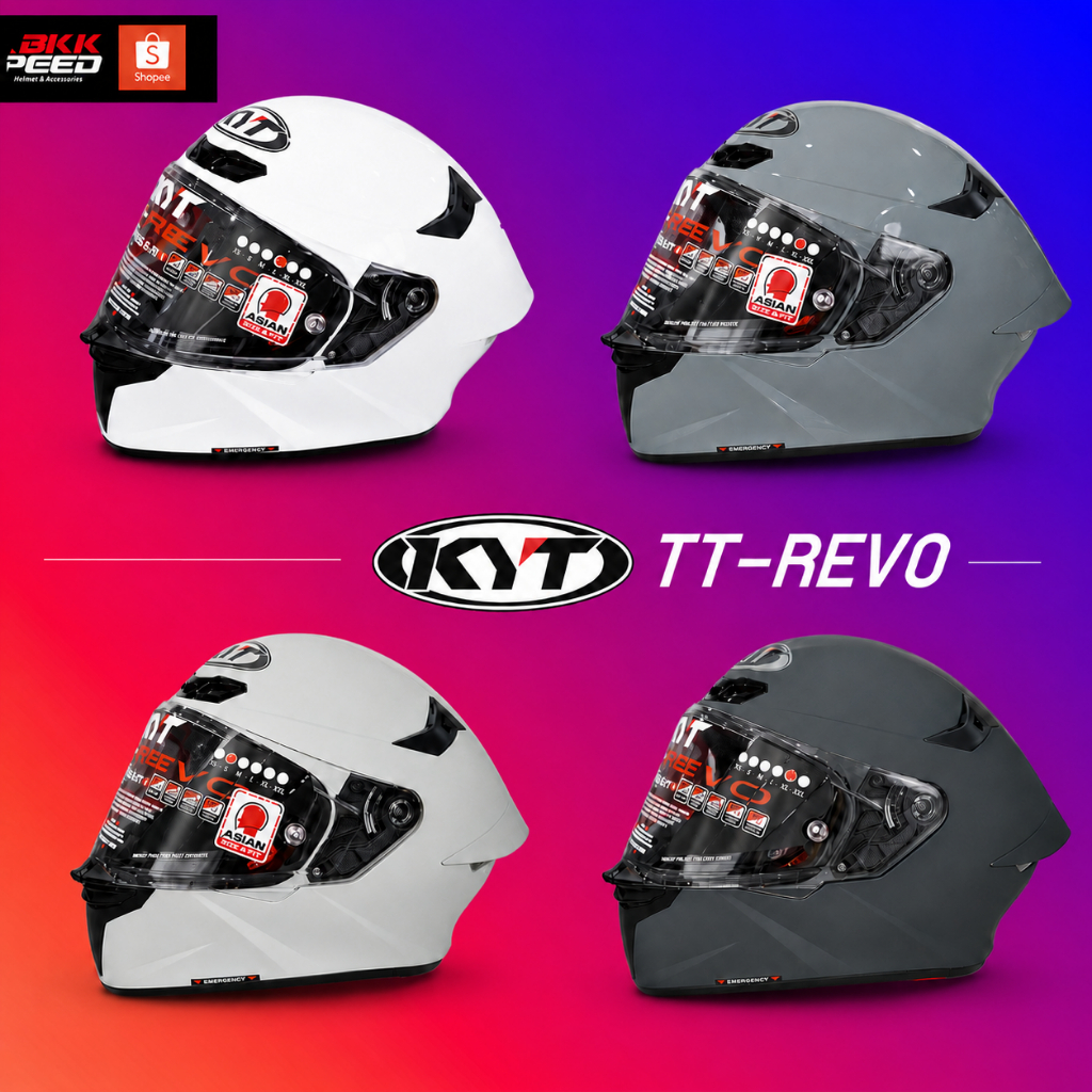 หมวกกันน็อค KYT รุ่น TT REVO สีล้วน มาใหม่ ECE R22-06