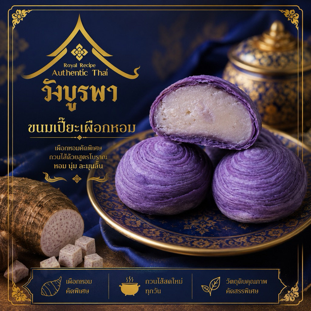 *เจทานได้! วังบูรพา ขนมเปี๊ยะกุหลาบ ไส้เผือกล้วน - แตกทุกคำ ฉ่ำทุกไส้ แพ็ค 4 ชิ้น 120 กรัม