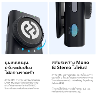Hollyland LARK M2 Combo Version ไมโครโฟนไร้สายขนาดเล็ก ไมค์ตัดเสียงรบกวน สำหรับ IPhone/Android/กล้อง/PC