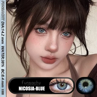 {COD}-Eyeshare Nicosia Blue คอนแทคเลนส์ คอนแทคเลนส์สีตา 14.2 มม. คู่หนึ่งใช้ได้นานหนึ่งปี จัดส่งฟรี