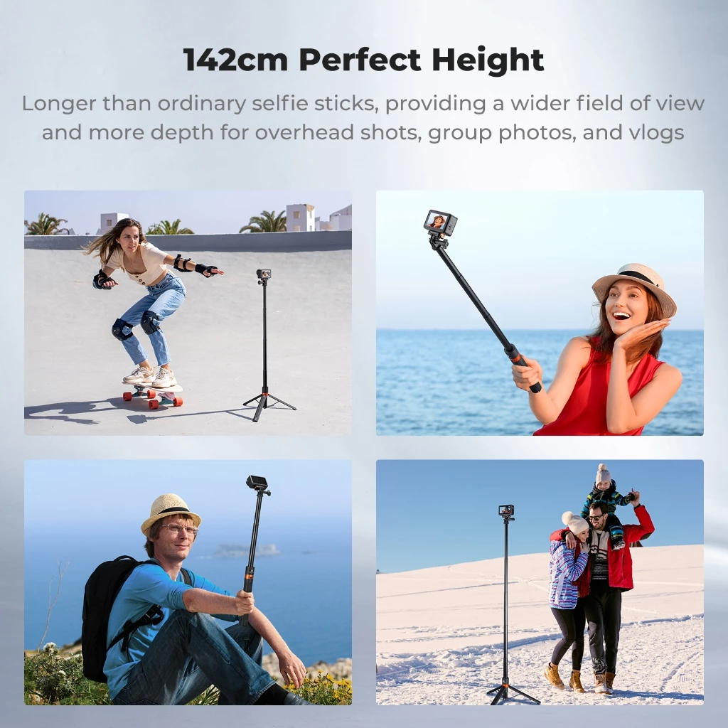 K&F CONCEPT ไม้เซลฟี่ 1.42m tripod Auto-Open&Close for GoPro/Insta360 X5 Ace Pro/DJI OSMO Action thumbnail 7