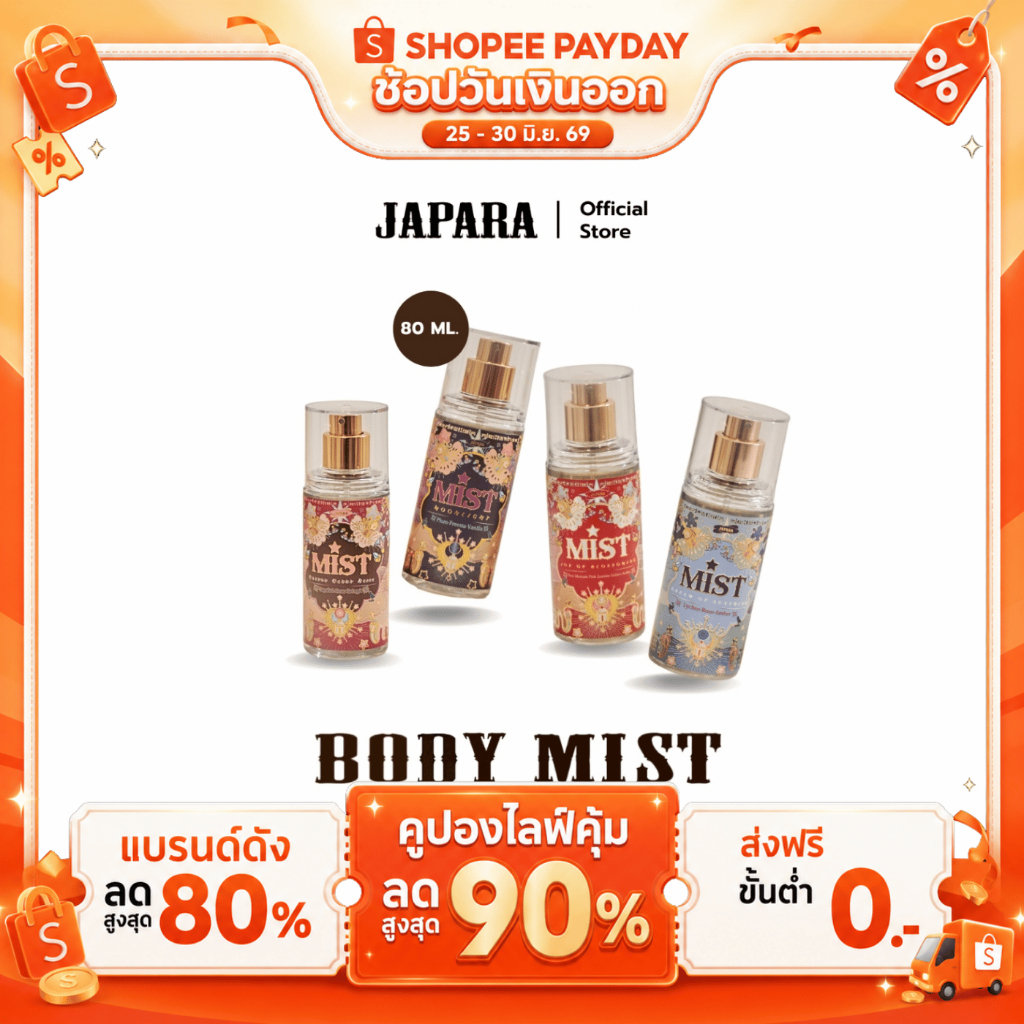 Japara Body Mist สเปรย์น้ำหอมกลิ่นบางเบา สดชื่น ใช้ได้ทุกโอกาส