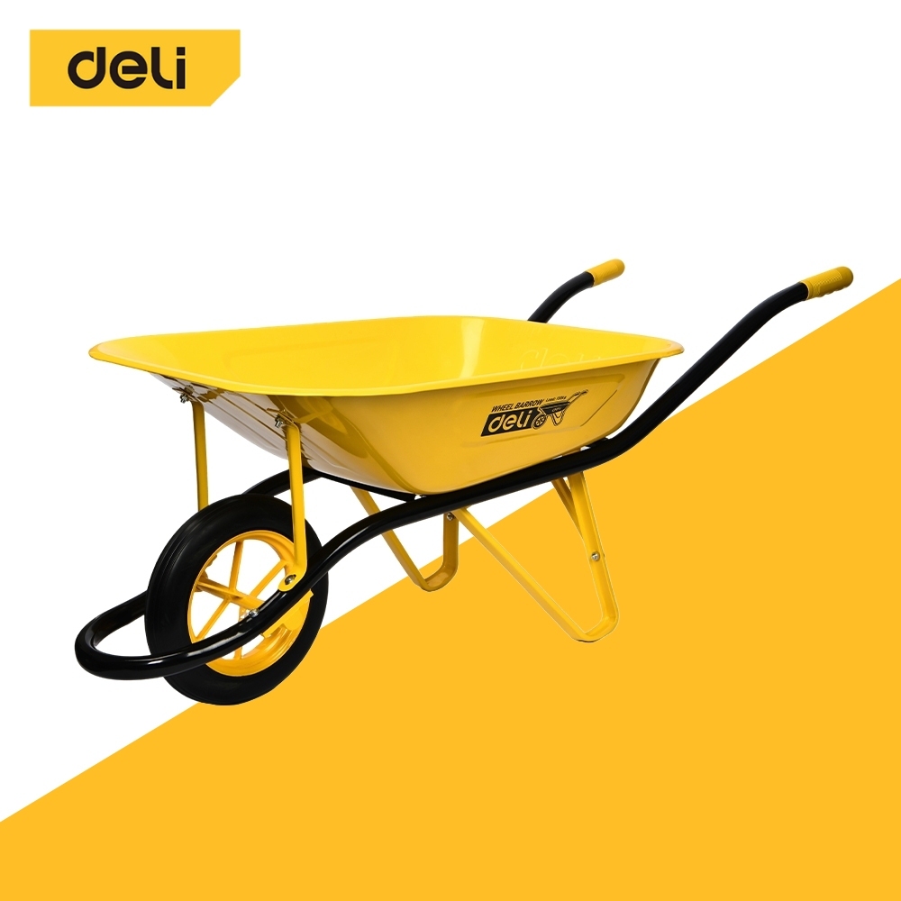 Deli รถเข็นปูน รถขนปูน ล้อเดียว รับน้ำหนักสูงสุด 130 กก. ความจุ 65 ลิตร  แข็งแรง ทนทาน Wheelbarrow