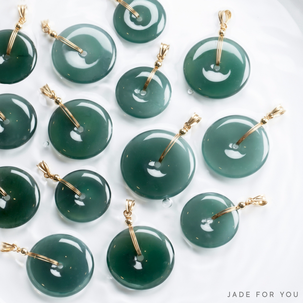 จี้โดนัทโอเชี่ยนบลู(คละไซซ์) พร้อมตะขอ Jadeite Type A - Jade for you