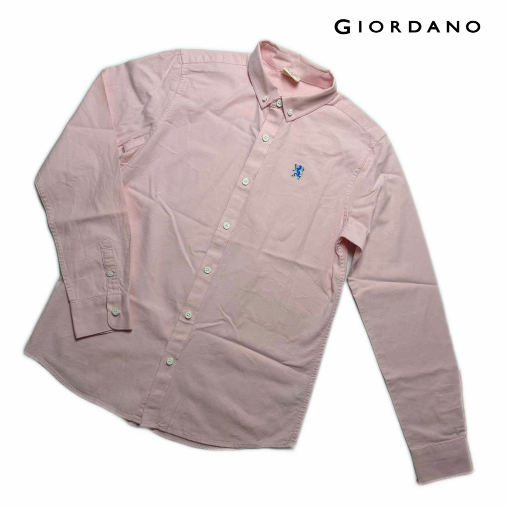 เสื้อเชิ้ต แบรนด์ Giordano เสื้อเชิ้ตเด็ก ไซส์ 155 สีชมพู เสื้อเด็ก