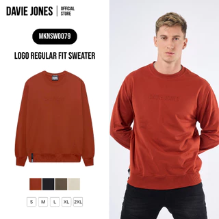 DAVIE JONES [BE FEARLESS] เสื้อสเวตเตอร์ผู้ชาย Logo Regular Fit Sweater สีส้ม ดำ เขียว ครีม SW0079