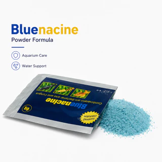 Bluenacine 5g. ดูแลระบบภายในของปลา ลดอาการท้องอืด ขี้ขาว ตาโปน