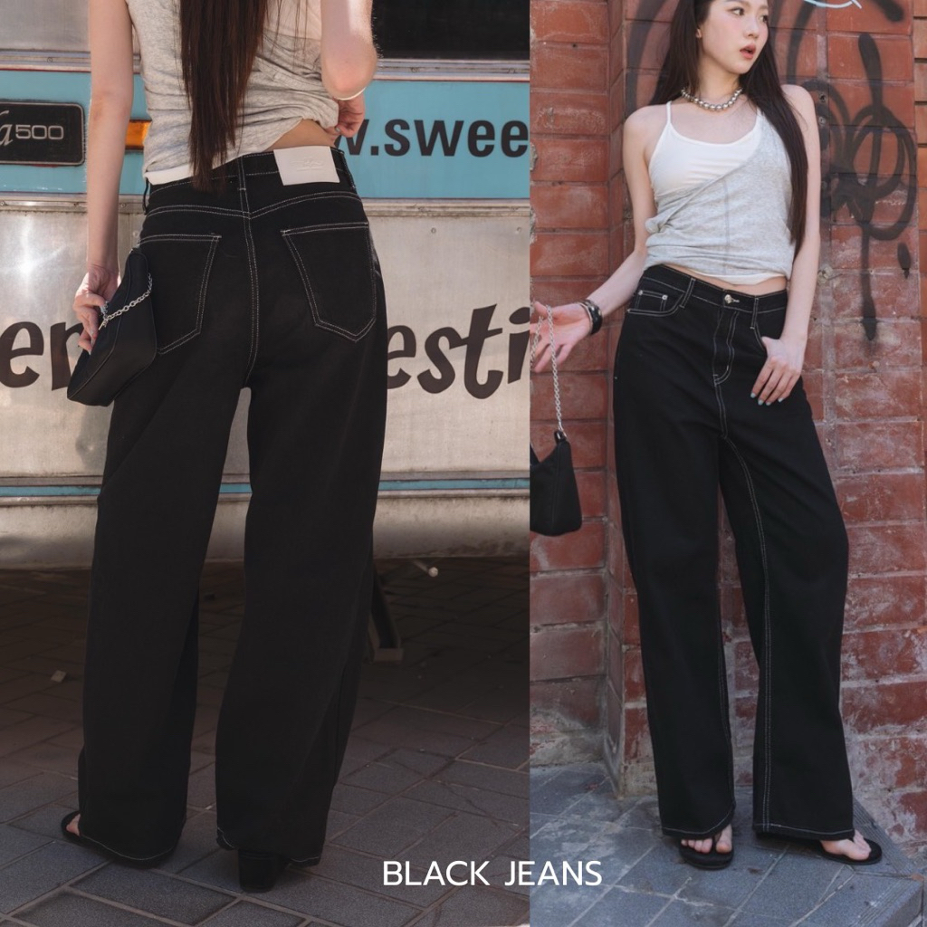 (พร้อมส่ง) Black Jeans