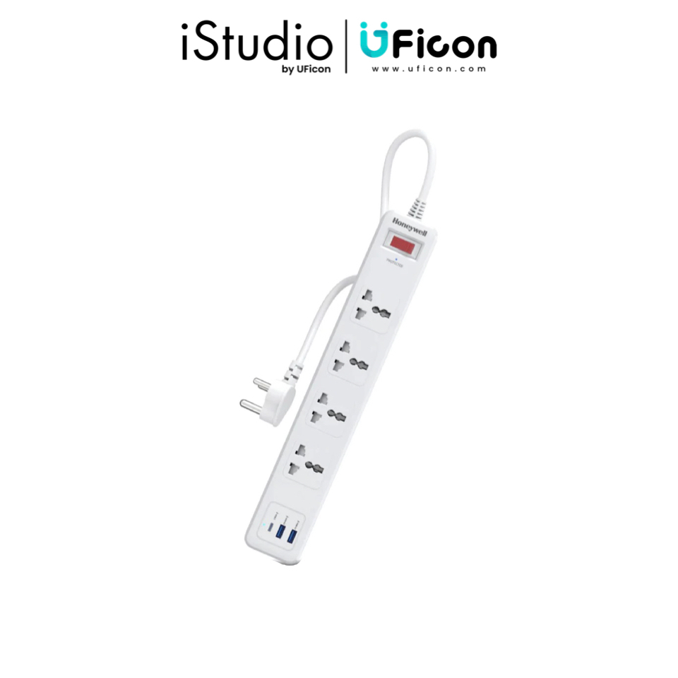 รางปลั๊กไฟ Honeywell 3/4 Outlet Surge Protector with 1xType C with PD and 2xUSB