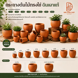 กระถางต้นไม้ดินเผา ทรงไข่ ขนาด 3นิ้ว ถึง 9 นิ้ว