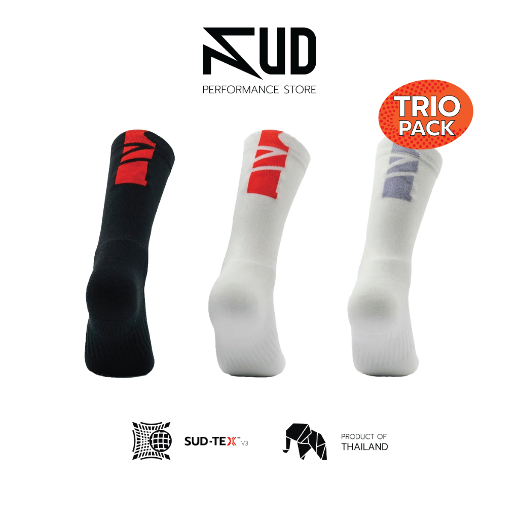 [Trio Pack] SUD ถุงเท้าวิ่ง รุ่น SKY - เซ็ต 3 คู่ ถุงเท้าวิ่งข้อสูง เทคโนโลยีผ้า SUD-TEX™ V3