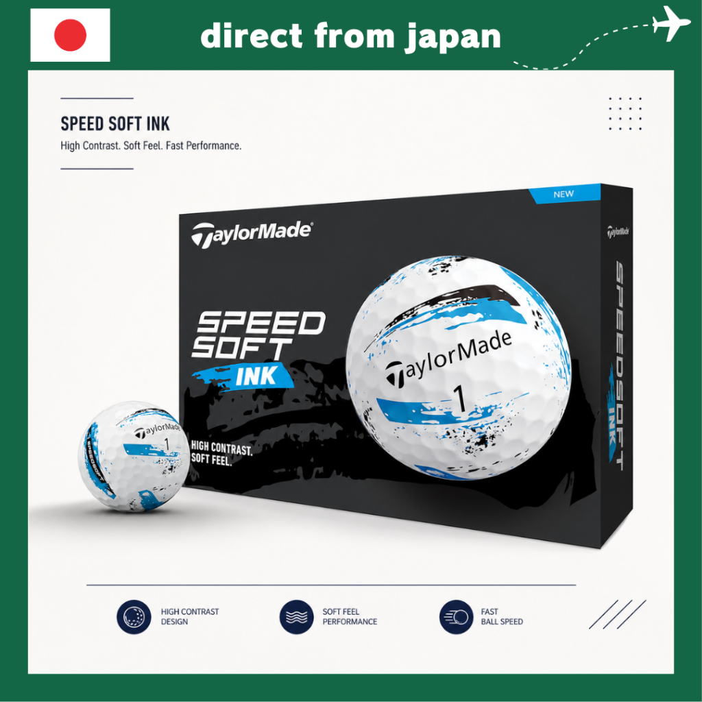 TaylorMade SpeedSoft INK Golf Balls 2024 | Soft Feel | Visual Ink Design | Blue / Green / Red / Pink