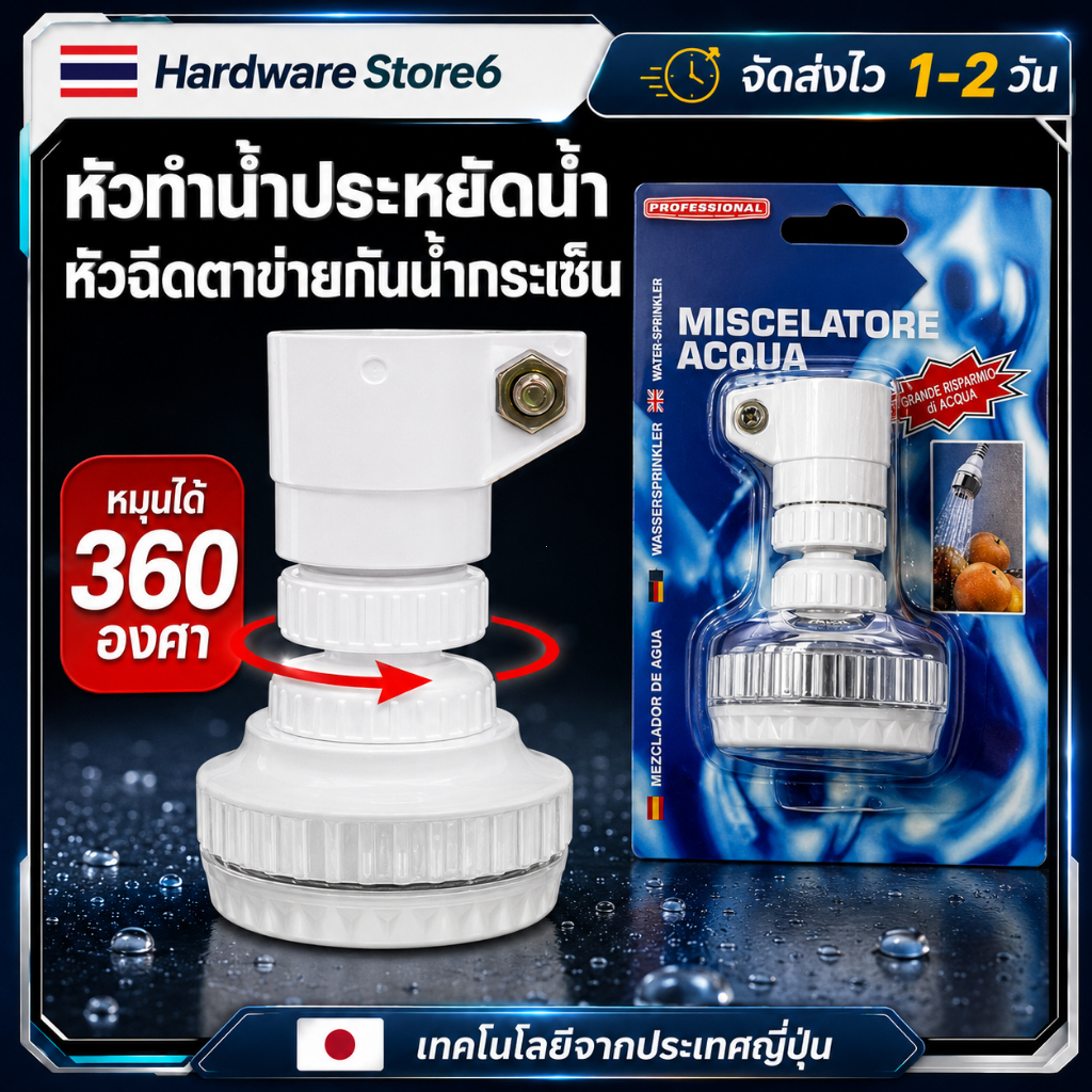 Hardware Store6 จัดส่งภายใน 24 ชม. COD หัวต่อก๊อกน้ำประหยัดน้ำ หมุนได้360° กันน้ำกระเซ็น ใช้กับอ่างล้างหน้า ล้างจาน ทนดี