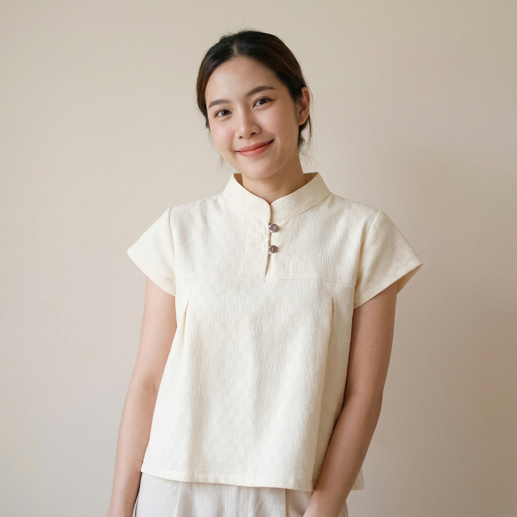 เสื้อคอจีนผ้าฝ้ายเกล็ดเต่าสโตนวอชเนื้อนุ่มมือสีไม่ตกไม่หด ทรงเอกระดุมไม้ใส่งานได้จริง สวมใส่ง่ายๆสบายๆได้ทุกวัย