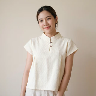 เสื้อคอจีนผ้าฝ้ายเกล็ดเต่า เนื้อนุ่มมือสีไม่ตกไม่หด ทรงเอกระดุมไม้ใส่งานได้จริง สวมใส่ง่ายๆสบายๆได้ทุกวัย