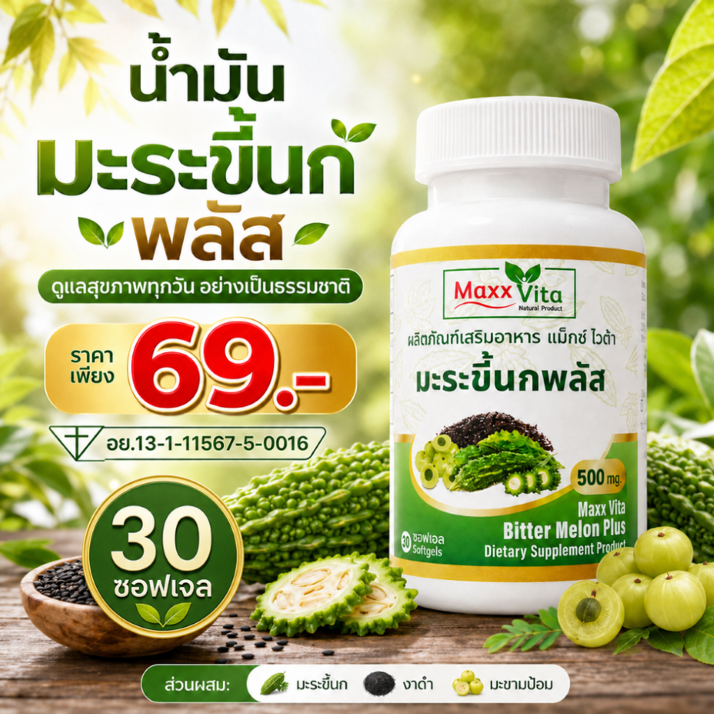 พร้อมส่ง น้ำมันมะระขี้นกพลัส บรรจุ30กับ60แคปซูล