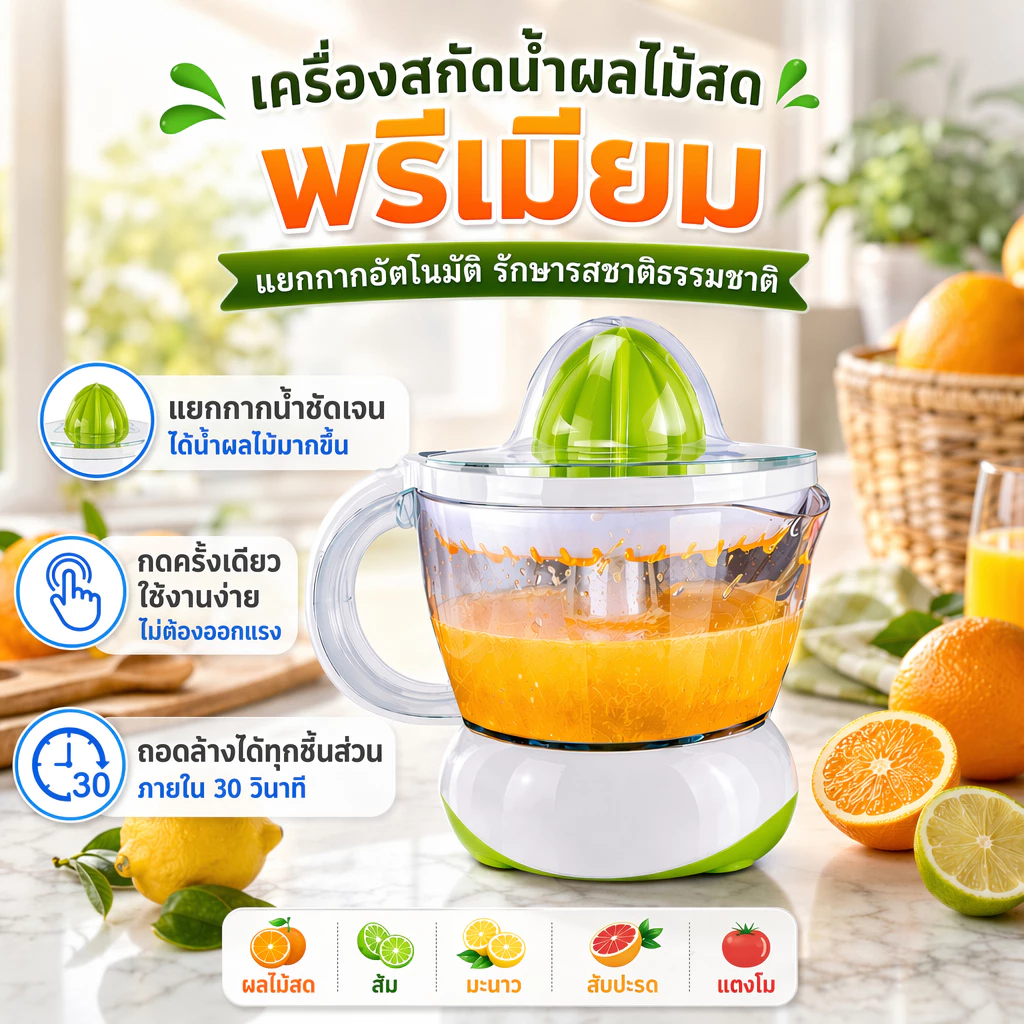 เครื่องคั้นน้ำผลไม้ 0.7L เครื่องคั้นส้ม เครื่องคั้นน้ำส้ม ใช้งานง่าย ถอดล้างง่าย สำหรับคั้นมะนาว ส้ม และผลไม้ต่างๆ