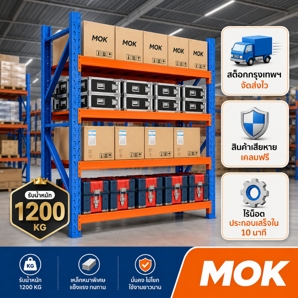 【รถผู้ขาย ส่งฟรี】MOK 【120-200CM】 ชั้นวางของ แบริ่งน้ำหนัก 400KG แข็งแรงและทนทาน ปรับได้ ป้องกันความชื้นและป้