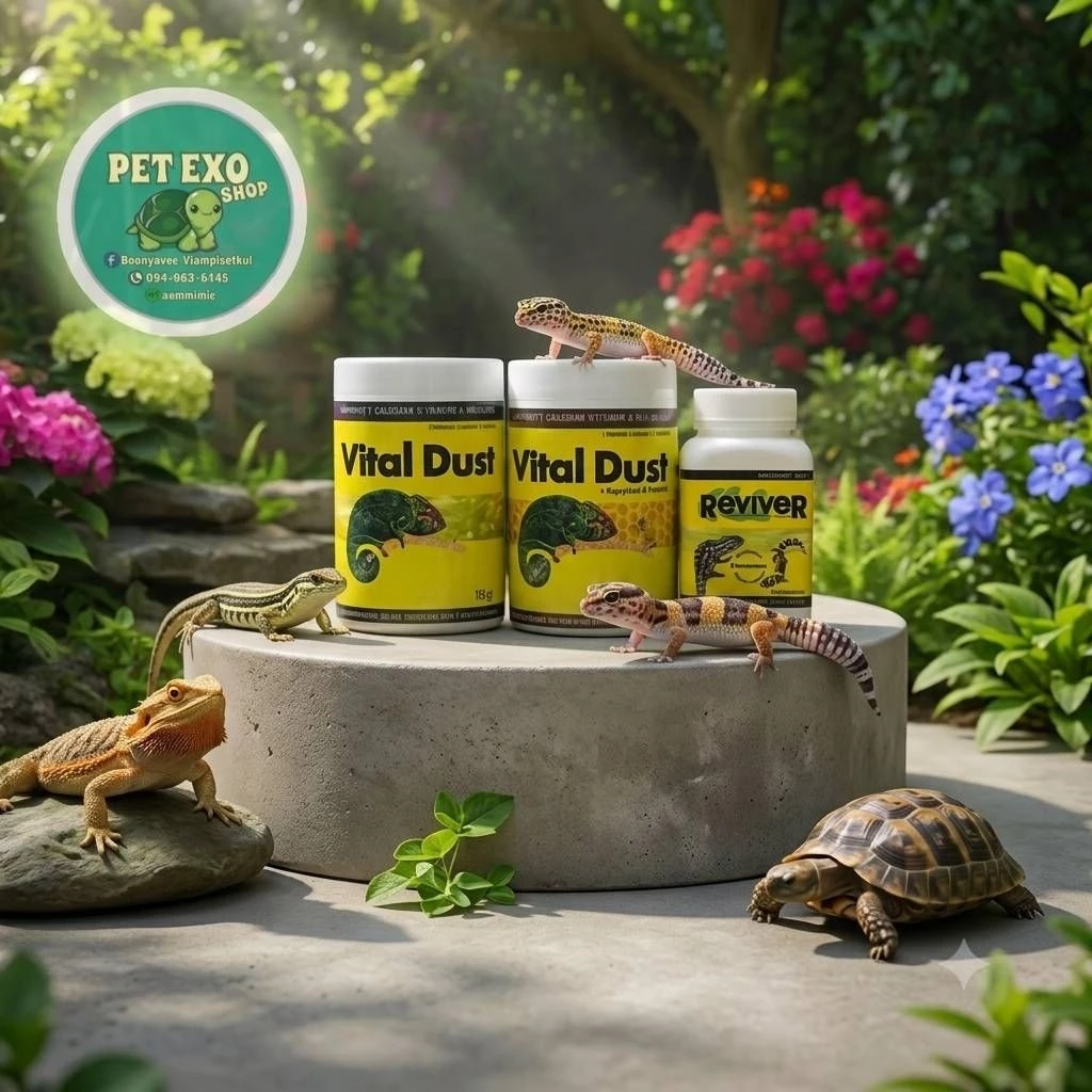 🦎ล๊อตใหม่ที่สุดVital Dust Bee และ ReviveR แคลเซียมและวิตามินสัตว์เลื้อยคลาน เต่าบก ตุ๊กแก กิ้งก่า🐢