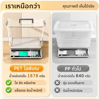 กล่องเก็บของใส PET ฝาล็อค มีหูหิ้ว กล่องพลาสติกใสอเนกประสงค์ เก็บขนม ยา ของใช้ในบ้าน