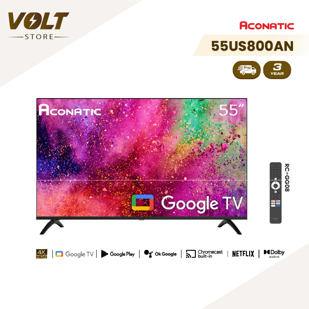 Aconatic LED Android TV 11.0 4K UHD แอลอีดี แอนดรอยทีวี ขนาด 55 นิ้ว รุ่น 55US800AN (รับประกัน 3 ปี)