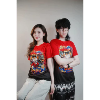 เสื้อแก๊งพี่แป้งzbingz คอกลม สีแดงดำ ผ้าไมโคร XS-5XL