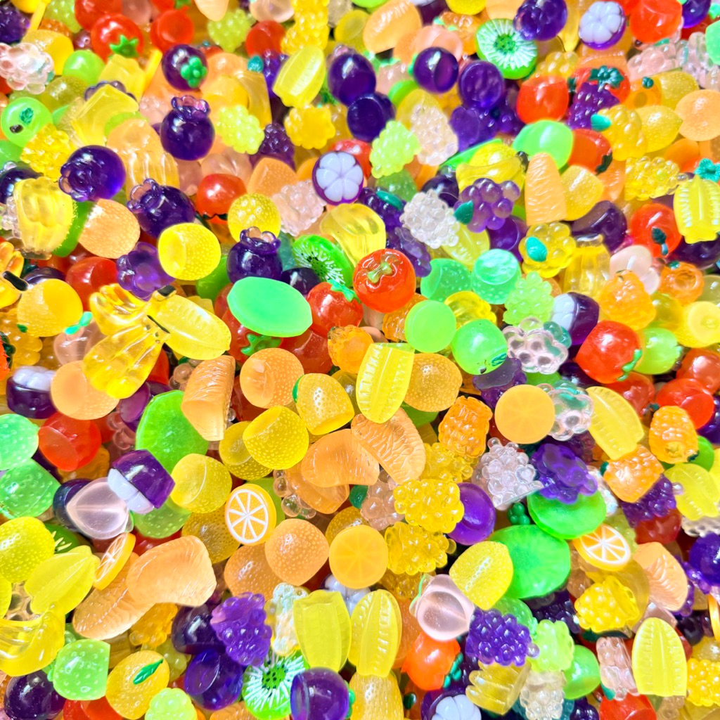 ผลไม้จิ๋ว 3D  (จำนวน 50 ชิ้น )อุปกรณ์เสริมเครื่องประดับตกแต่ง DIY พร้อมส่งในไทย