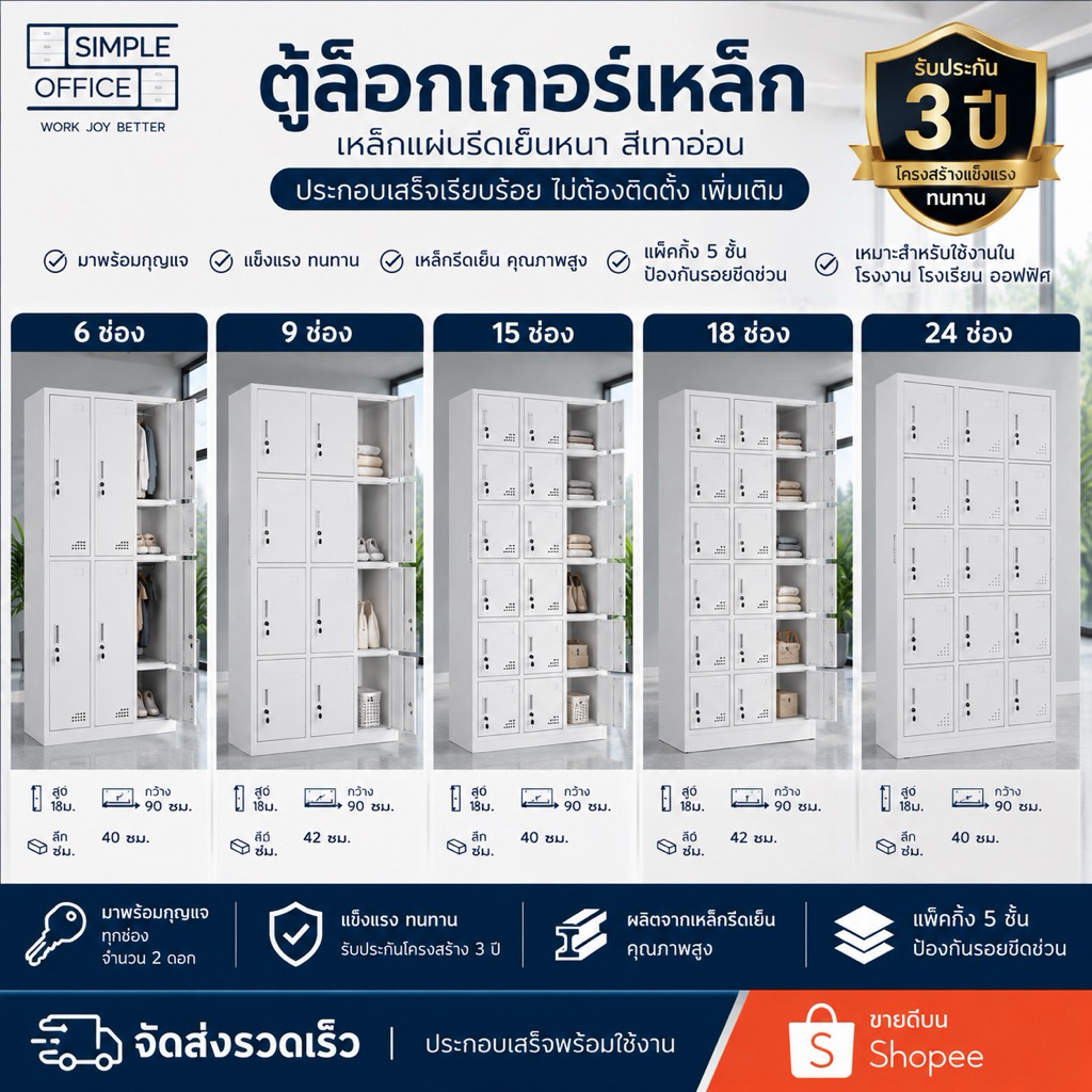 SO ตู้ล๊อคเก้อ ตู้เก็บของ ตู้เก็บเอกสาร ตู้เหล็กเอกสาร หลายชั้น ตู้ล๊อกเกอร์(ยังไม่ประกอบ)KK98  พร้อมจัดส่งจากไทย