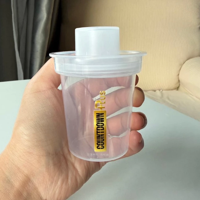 COUNTDOWN PLUS ถ้วยแบ่งเวย์ กระปุกแบ่งผงเวย์โปรตีน สำหรับพกพา 80ml. สะดวก ฝาปิดสนิท ไม่หลุด วัสดุ PP BPA FREE