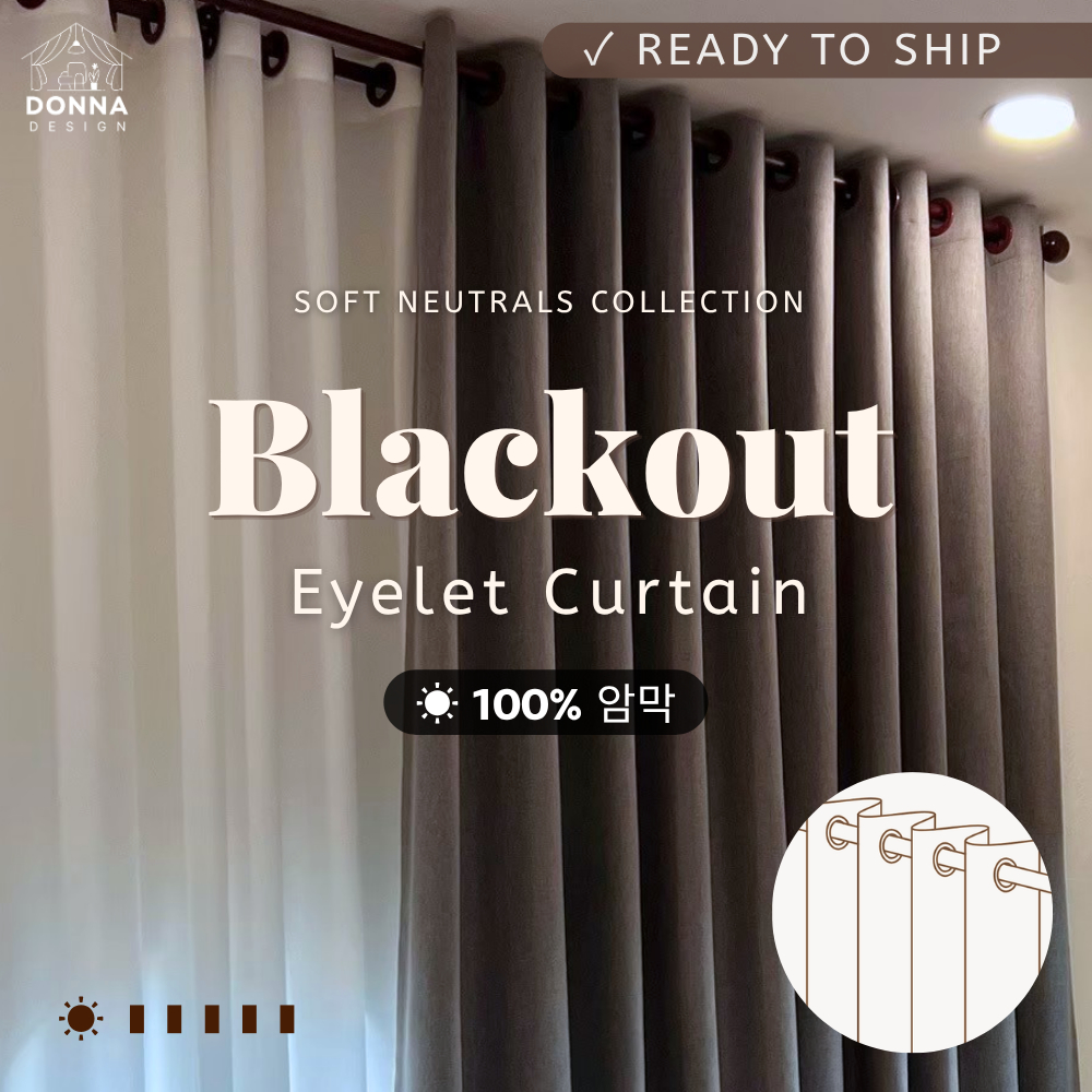 (สั่งตัด) ผ้าม่านตาไก่ blackout กันแสง100% สูงถึง3.00 (แถมสายรวบ+โซ่ถ่วง)