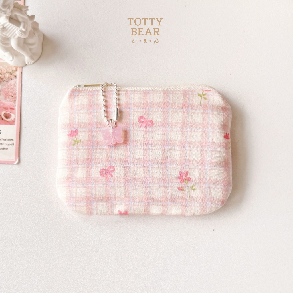 Tottybear l flower ᴘᴏᴜᴄʜ x SAKURA กระเป๋าใส่เหรียญ สตางค์ บัตร ขนาด 8.5*12 cm. มีถึง 5 สี ʕ•ᴗ•ʔ