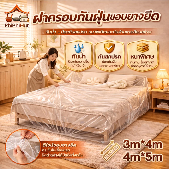 ผ้าคลุมกันฝุ่นเฟอร์นิเจอร์ พลาสติก PE กันน้ำ สำหรับโซฟา โต๊ะ และเครื่องใช้ในบ้าน