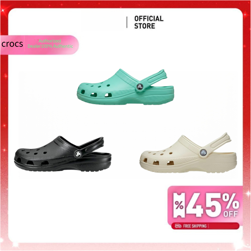 【ของแท้】รองเท้าแตะ Crocs รุ่น Classic Clog ใส่สบาย แมทช์ง่าย สวมใส่ ระบายอากาศ รองเท้ารู สวมใส่ได้ทั้งชายและหญิง