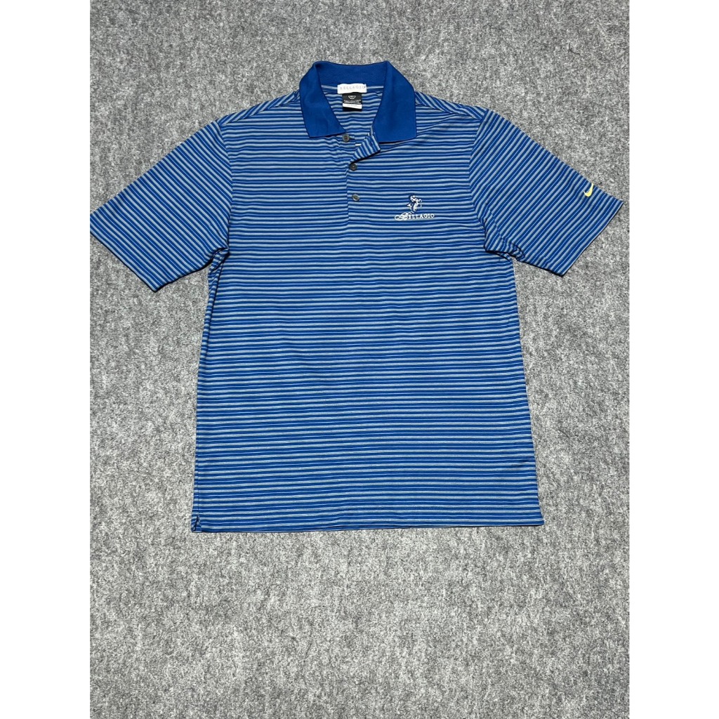 เสื้อโปโล Nike Golf Dri-FIT สีน้ำเงินลายขวาง ปักโลโก้ Bellagio Las Vegas (อก 40")